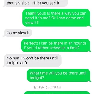 My text conversation with the manager who ghosted me