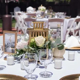 Seating arrangements done outside to make use of the beautiful garden.