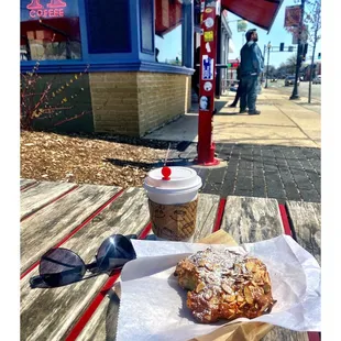 SM ChaiTea Latte &amp; Chocolate/Almond Croissant Total 10$ @  Rocket Baby Bakery Wauwatosa, WI  Coffee &amp; Tea Pastry Breads Sandwiches.Cool!