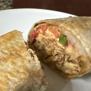 Breakfast burrito with bacon, no cheese