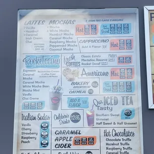 a menu on the back of a vehicle