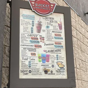 a menu on the outside of a building