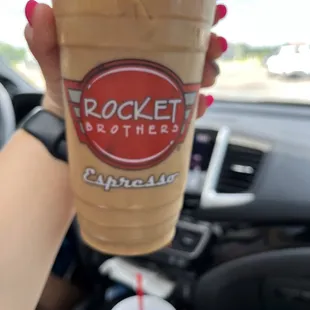 Iced americano with cream