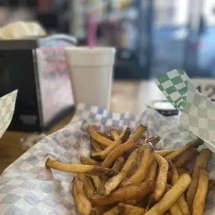 a basket of french fries