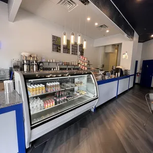 Front counter with menu and pastry items
