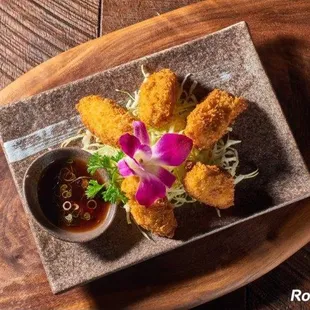 Best Appetizers on conveyor belt: Fried Oysters, Fried Aji, fried soft shell crab, grill skewers, Fried Tempura (vegetable/ shrimp/assorted)
