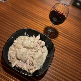 Shredded chicken and potato dumplings