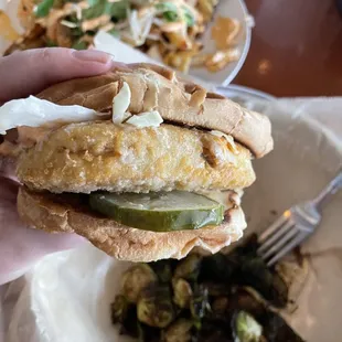 Vegan fried chicken sandwich