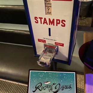 Stamp machine for postcards