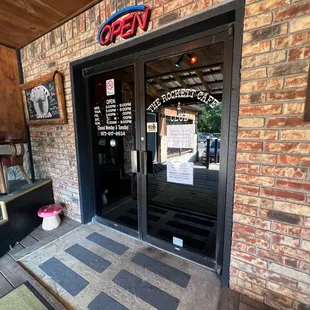 the entrance to the restaurant