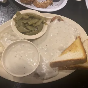 Chicken fried steak lots of gravy and very tender.