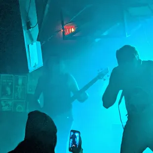 a band performing on stage