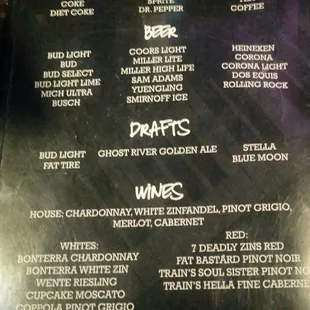 Love a good alcohol selection to feature with starter &amp; main course closer.