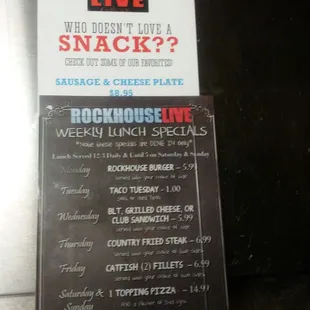 a menu on a blackboard