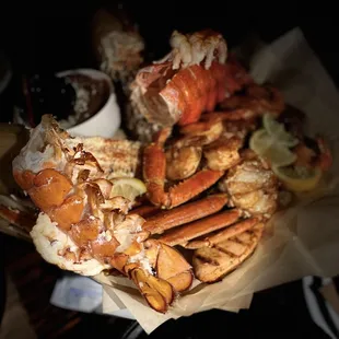 At $145 market price the better deal probably is getting individual $50 lobster and shrimp as this is more for 2 than 3 people