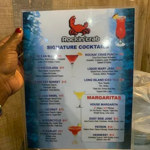 Drinks menu.