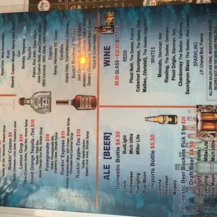 Drink menu