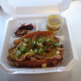 Hott mess sweet potato with jalapeño mustard!