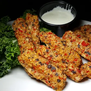 Cactus Sticks, tortilla crusted queso.