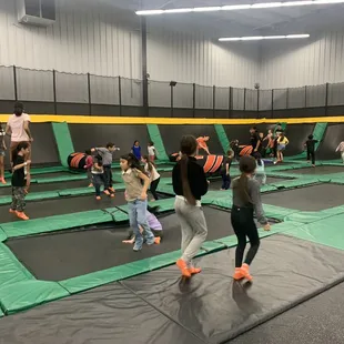 Crowded and small trampoline area