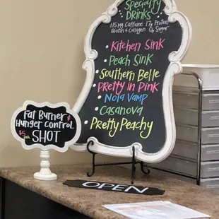 Specialty Drinks and Fat Burner and Hunger Control Shots