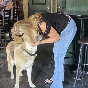  woman kissing a dog