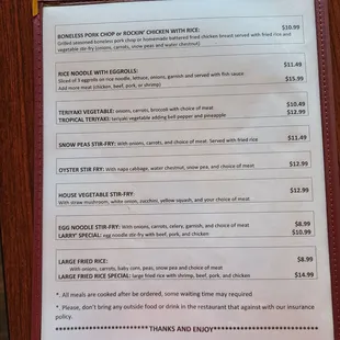 menu