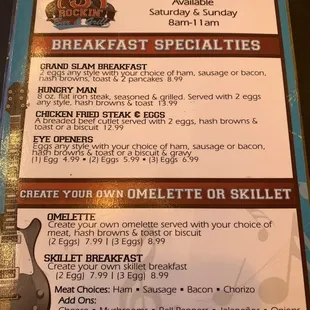 New Breakfast menu a/o 8/2022