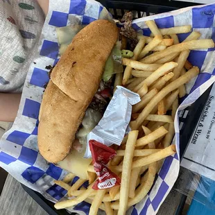Philly cheese steak and fries
