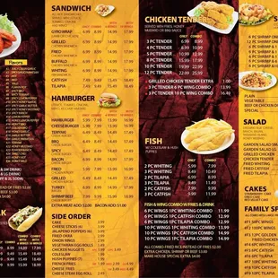 the menu of the restaurant