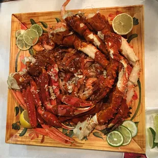 Steamed lobster, crab and shrimp with spicy cajun sauce