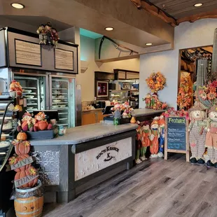 Bakery counter of the outrageous fresh make  pies.