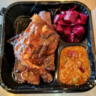 Chicken and Rib Platter with beets and chili