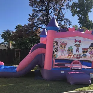 On Wednesday we deliver pink... bounce houses!