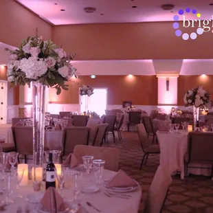 Beautiful wedding at the Rocklin Event Center soft Blush Uplighting by BrightenUpLighting.com
