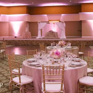 Brighten Up Event Lighting | Rocklin Event Center Soft Soft Pink  Uplighting
