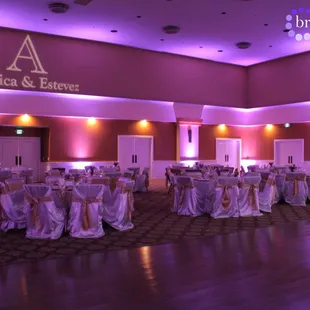 Rocklin Event Center Purple Uplighting Wedding Decor | Brighten Up Event Lighting