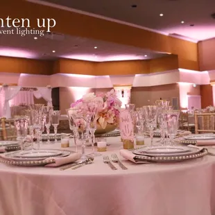 Brighten Up Event Lighting | Rocklin Event Center Soft Pink Wedding Lighting