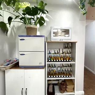 Pedicure area with our anti aging product recommended and approved by Physician.