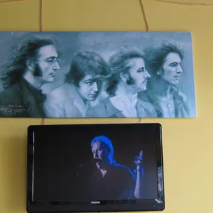 Old School Beatles meet new school flat screen