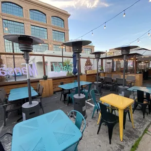 Patio with heat lamps