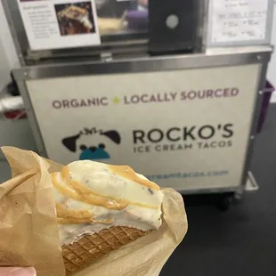 Cookies &amp; cream with white chocolate and peanut butter drizzle!