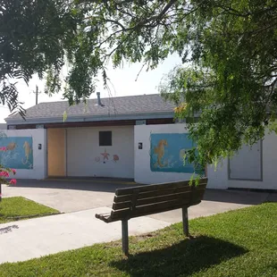 Public restroom just outside south gate.