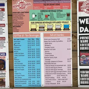 Drive thru coffee menu and order here.