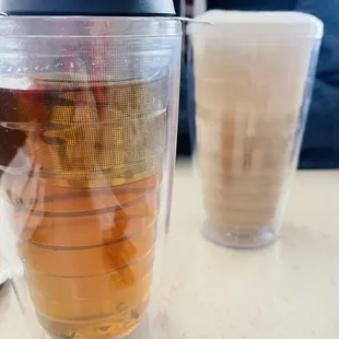 Brewing green tea and Caffe Latte