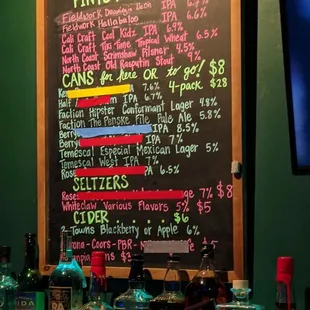 a menu on a chalkboard