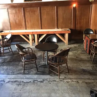 Seating near the front and shuffleboard