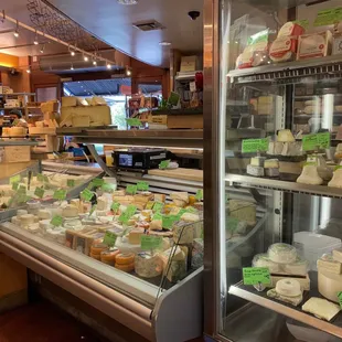 a display of cheeses