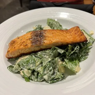 Salmon over Classic Caesar Salad