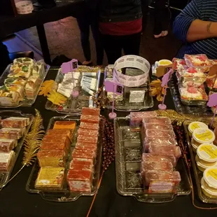 a variety of food items on a table